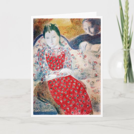 淡い銀色のソファの上、モーリス・ドニ カード (正面)