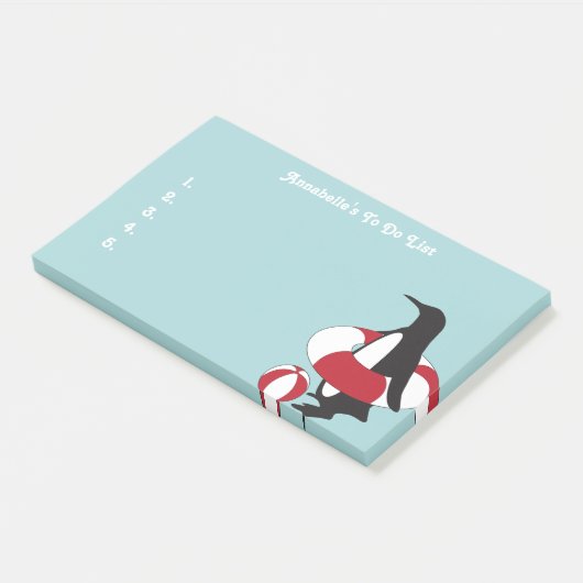 淡い青い可愛い漫画のペンギンがリストに ポストイット (アングル)