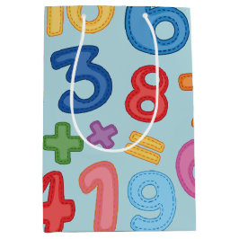 淡い青い背景の新学期デザイン ミディアムペーパーバッグ