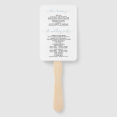 淡い青い花がアーチを描く、イニシャル ウェディングプログラム ハンドファン (裏面)