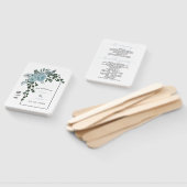 淡い青い花がアーチを描く、イニシャル ウェディングプログラム ハンドファン (組立なし)