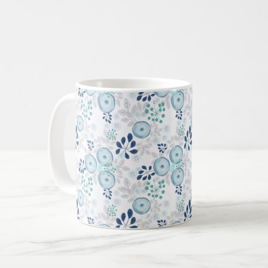 淡い青い花 コーヒーマグカップ (正面左)