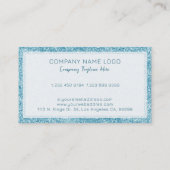 淡い青い釉薬のグリッターテクスチャとキラキラ 名刺 (裏面)