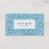 淡い青い釉薬のグリッターテクスチャとキラキラ 名刺 (正面)