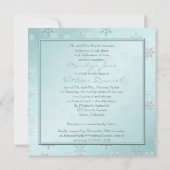 淡い青い雪の結晶 ウェディング招待状 招待状 (裏面)