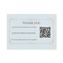 淡い青とゴールドのスモールビジネスサンクューカードレビューQR