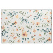 淡い青と柔らかい黄色の花のパターン ファブリック (ファットクウォーター)