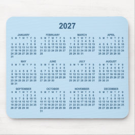 淡い青と濃い青の2027年カレンダー マウスパッド