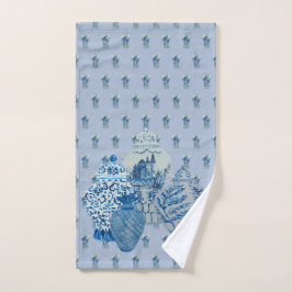 淡い青と白いジンジャージャー ハンドタオル