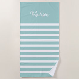 淡い青と白のストライプ ビーチタオル