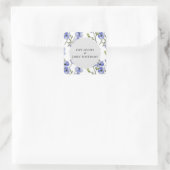 淡い青と紫の花模様 スクエアシール (バッグ)