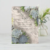 淡い青と緑の管状の葉の豊かな色彩 招待状 (スタンド正面)