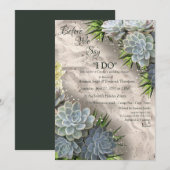 淡い青と緑の管状の葉の豊かな色彩 招待状 (正面/裏面)