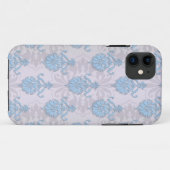 淡い青と銀白色のダマスク模様 Case-Mate iPhoneケース (裏面(横))