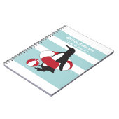 淡い青のかわいい漫画ペンギンが泳ぐ子供 ノートブック (左側)