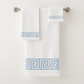 淡い青のギリシャ語のパターン（白） バスタオルセット (インサイチュ)