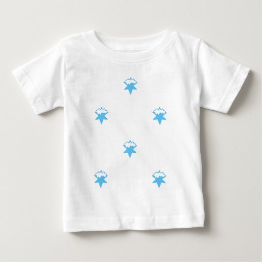 淡い青のスノースターズ、白い背景 ベビーTシャツ (正面)