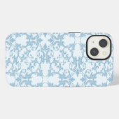 淡い青のダマスク柄 iPhoneケース (裏面横)