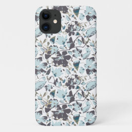 淡い青のフローラルウォーターカラークレマチスのつる iPhone 11 ケース