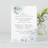 淡い青のフローラ水彩 招待状 (スタンド正面)