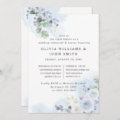淡い青のフローラ水彩 招待状 (正面/裏面)