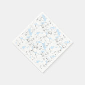 淡い青の上に白い花。 スタンダードカクテルナプキン (角)