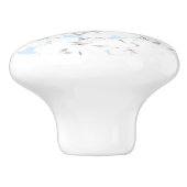 淡い青の上に白い花。 セラミックノブ (側面)