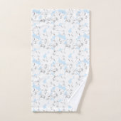 淡い青の上に白い花。 バスタオルセット (ハンドタオル)