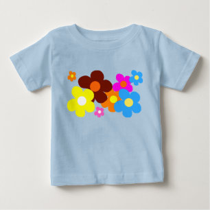 淡い青の幸せな花 ベビーTシャツ