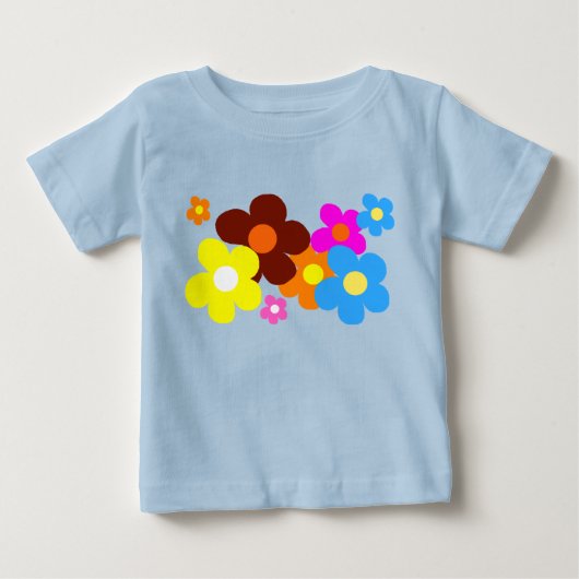 淡い青の幸せな花 ベビーTシャツ (正面)
