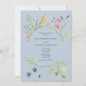 淡い青の春のワイルドフラワー ウェディング招待状 招待状 (正面)