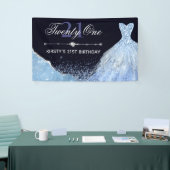 淡い青の水彩カラードレス21歳の誕生日 横断幕 (トレードショー)