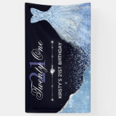 淡い青の水彩カラードレス21歳の誕生日 横断幕 (縦)