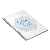 淡い青の水彩色とモダン金ゴールドの幾何学的な色 ノートブック (右側)