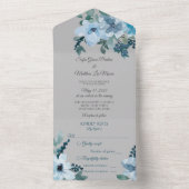 淡い青の水彩花模様（パステルグレイの背景） オールインワン招待状 (内側)