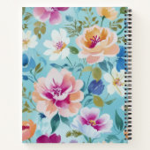 淡い青の水彩花 | あなたの名前 ノートブック (裏面)