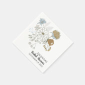 淡い青の灰色の日焼け花模様 スタンダードカクテルナプキン (角)