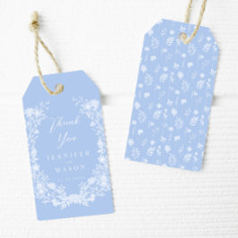 淡い青の白いフローラ結婚ボホ感謝していのあなた ギフトタグ