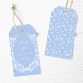 淡い青の白いフローラ結婚ボホ感謝していのあなた ギフトタグ