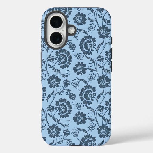 淡い青の背景に優雅な花模様 Case-Mate iPhoneケース (裏面)
