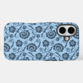 淡い青の背景に優雅な花模様 Case-Mate iPhoneケース (裏面 (横))