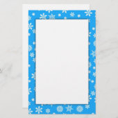 淡い青の背景に白い雪の結晶 便箋 (正面/裏面)