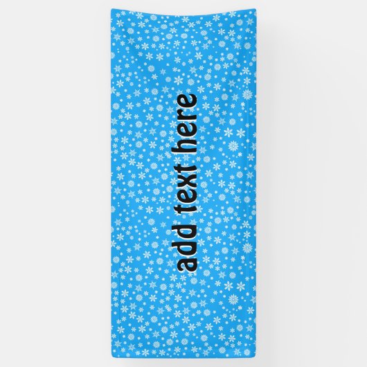 淡い青の背景に白い雪の結晶 横断幕 (縦)