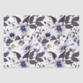 淡い青の花と緑の葉継ぎ目付 薄葉紙 (正面)