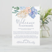 淡い青の花のウェルカムレター&スケジュール プログラム (スタンド正面)