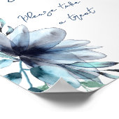 淡い青の花柄の愛らしい ブライダルシャワー ポスター (角)