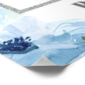 淡い青の花柄シルバー ベビーシャワー フォトプロップ ポスター (角)