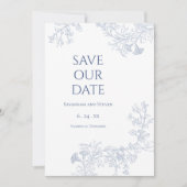 淡い青の花柄 Save the Date セーブザデート (正面)