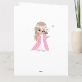 淡い青の誕生日に花を飾ったかわいい妖精の女の子 カード (裏面)