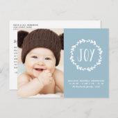 淡い青の誕生発表ホリデー写真 ポストカード (正面/裏面)